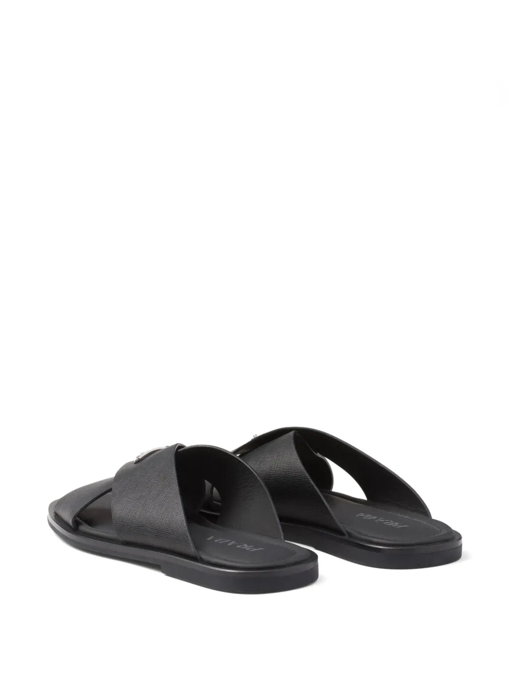 Prada suede crisscross slides black