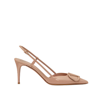 VLogo 80 leather pumps in beige - Valentino Garavani