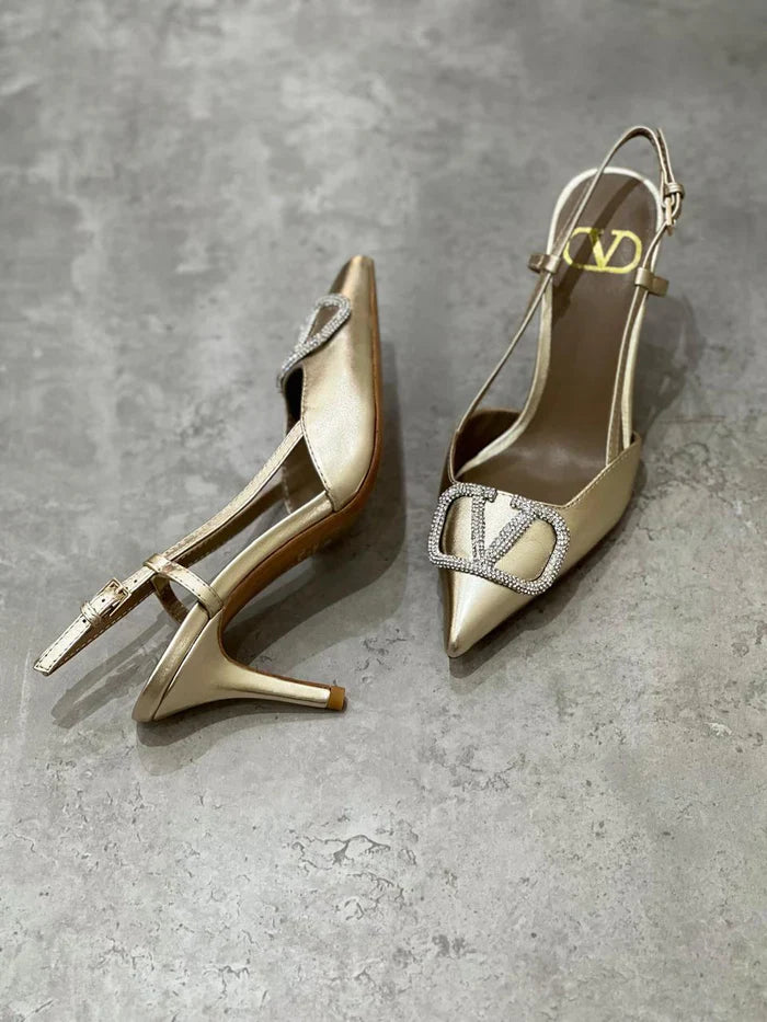 Valentino Garavani - VLogo Signature Gold Leather Heels