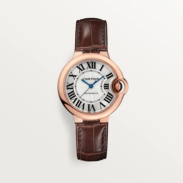 33 mm, movimiento de cuarzo, oro rosa, cuero