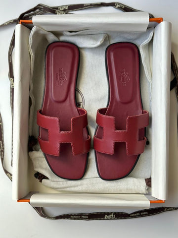 Hermes Slides Burgundy