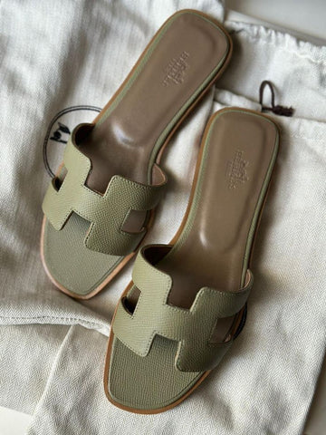 Hermes Slides Olive Green