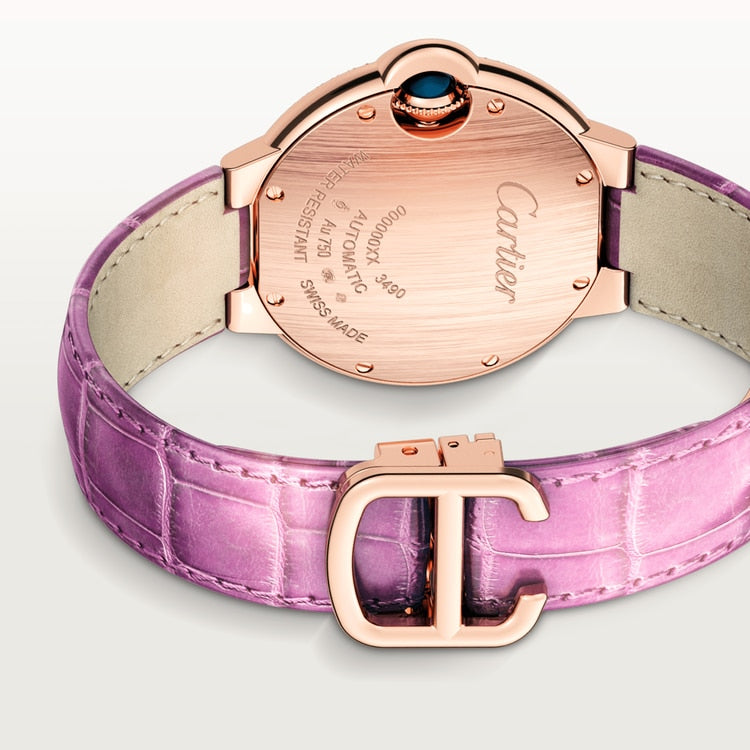 33 mm, movimiento automático, oro rosa, diamantes, piel
