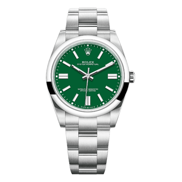 Rolex Oyster Perpetual 41mm Green Index Dial Stainless Steel Watch