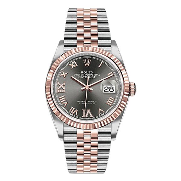Rolex Datejust 36mm Unisex Watch with Dark Rhodium Roman Dial