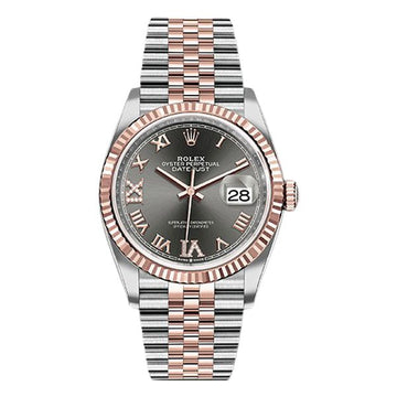 Rolex Datejust 36mm Unisex Watch with Dark Rhodium Roman Dial