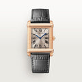 TANK CHINOISE WATCH Large model, hand-wound mechanical movement, rose gold, leather
