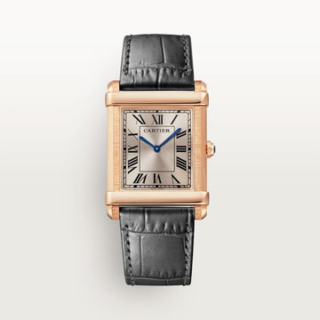 TANK CHINOISE WATCH Large model, hand-wound mechanical movement, rose gold, leather