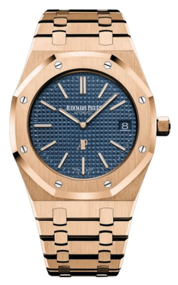 Audemars Piguet Royal Oak Jumbo Extra-Thin Blue Dial 18k Rose Gold
