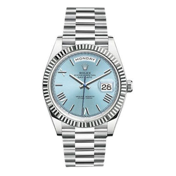Rolex Day-Date 40mm Watch with Ice Blue Roman Numeral Dial
