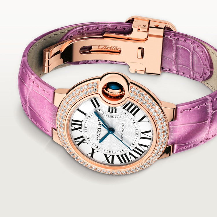 33 mm, movimiento automático, oro rosa, diamantes, piel