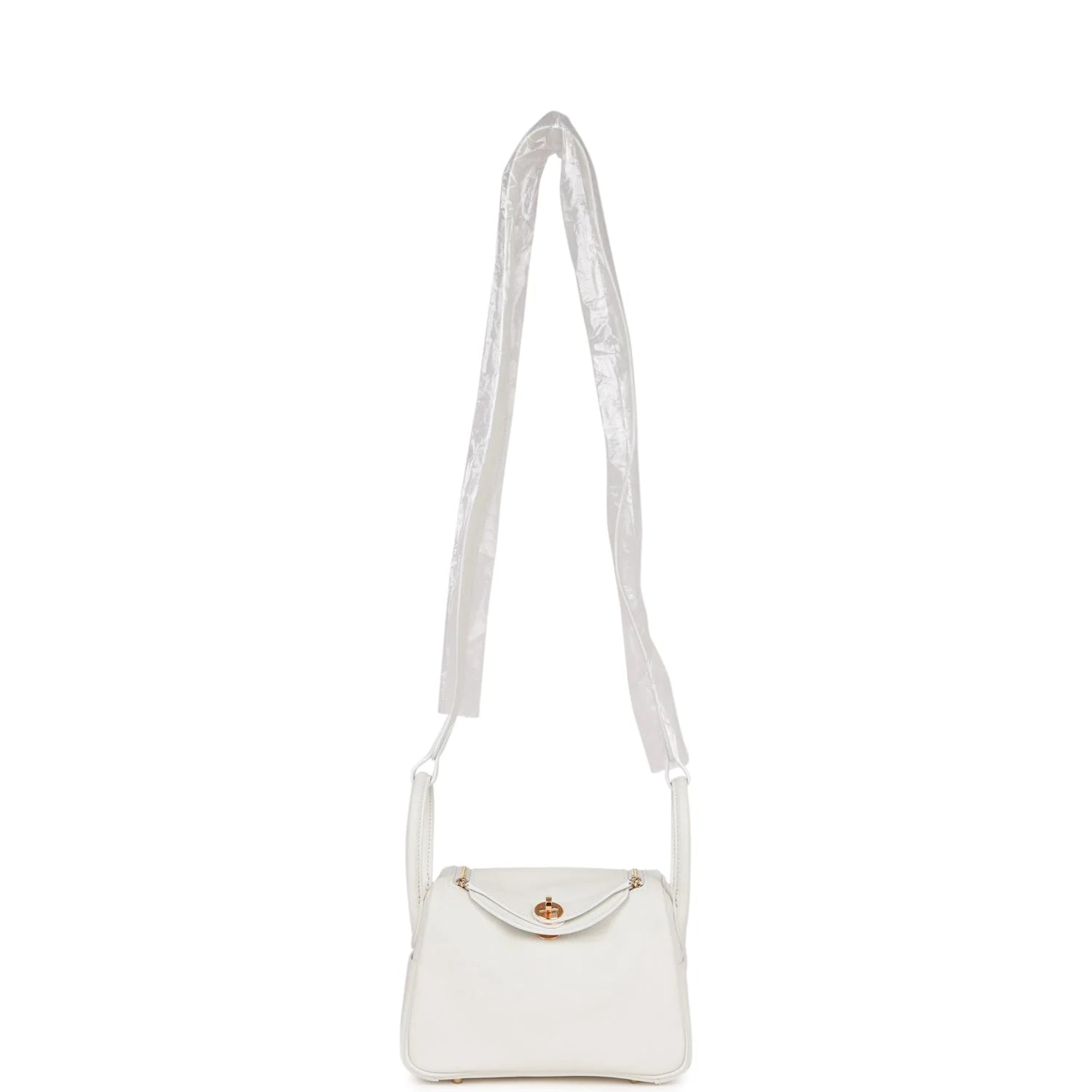 Hermès Mini Lindy White Swift Gold Hardware