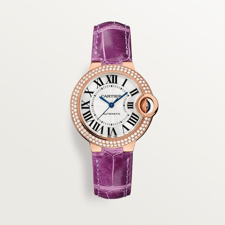 33 mm, movimiento automático, oro rosa, diamantes, piel