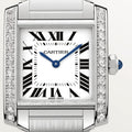 TANK FRANÇAISE WATCH Medium model, quartz movement, steel, diamonds