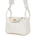 Hermès Mini Lindy White Swift Gold Hardware