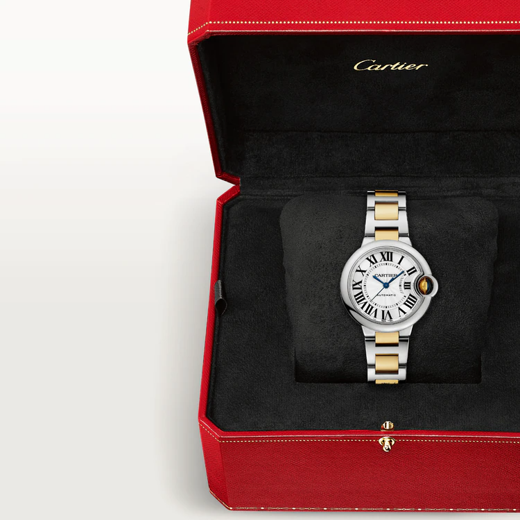 36 mm, movimiento mecánico de carga automática, oro amarillo, acero