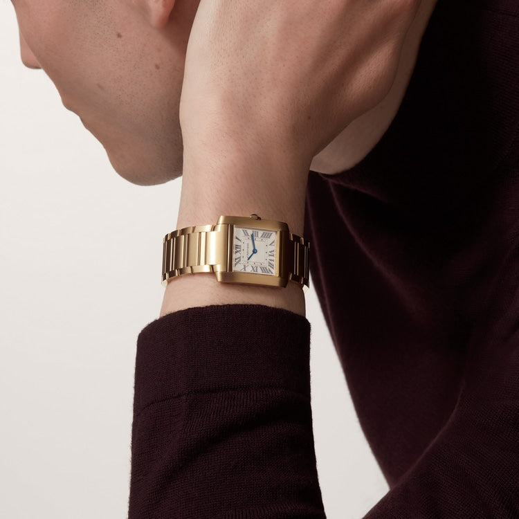 TANK FRANÇAISE WATCH Medium model, quartz movement, yellow gold
