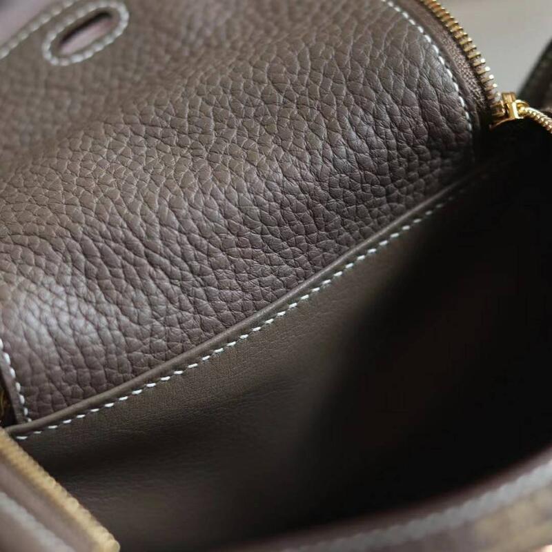 Hermes mini lindy TC 20 elephant gray gold buckle