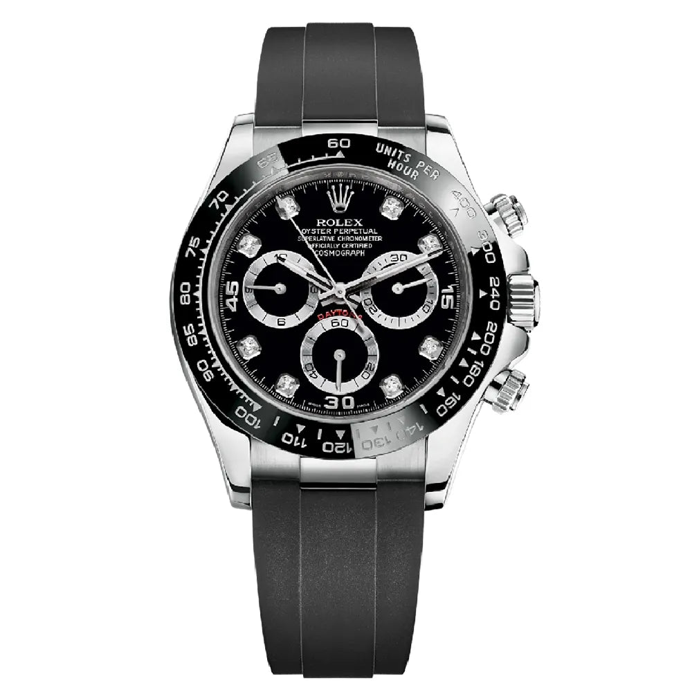 Daytona White Gold Black Dial Oysterflex Strap 116519LN-0025