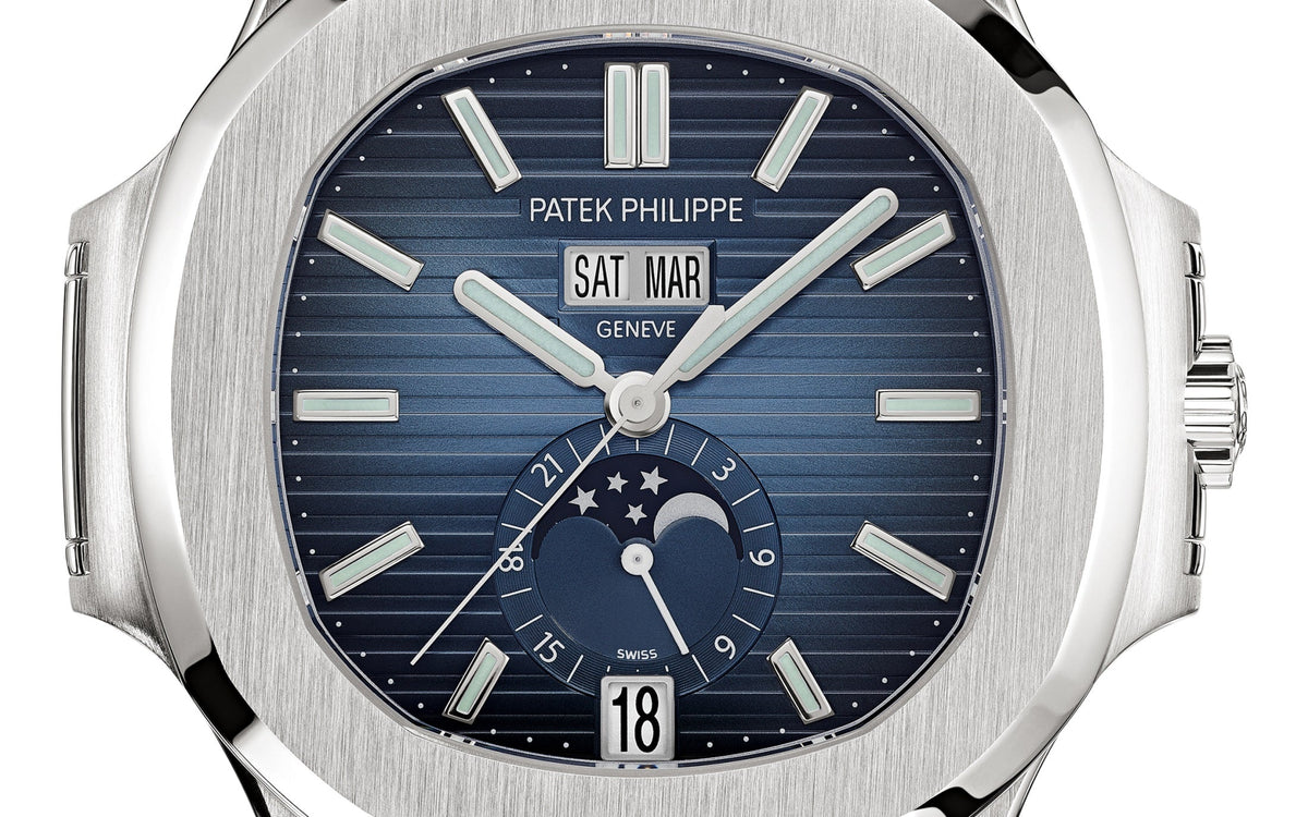 Patek Philippe Nautilus Annual Calendar Stainless Steel Watch Blue Dial