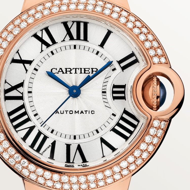 33 mm, movimiento automático, oro rosa, diamantes, piel