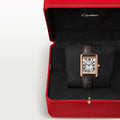 TANK LOUIS CARTIER WATCH Large model, hand-wound mechanical movement, rose gold, leather