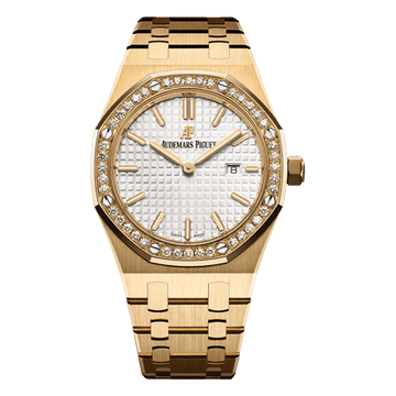 Audemars Piguet Royal Oak 33mm Silver Index Dial Gold Watch