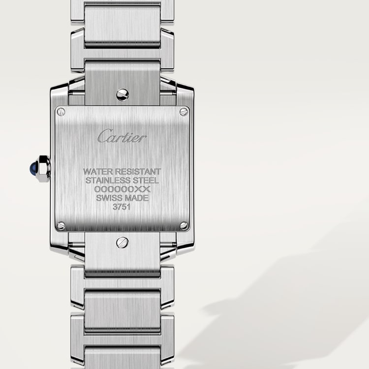 TANK FRANÇAISE WATCH Medium model, quartz movement, steel, diamonds