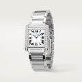 TANK FRANÇAISE WATCH Medium model, quartz movement, steel, diamonds