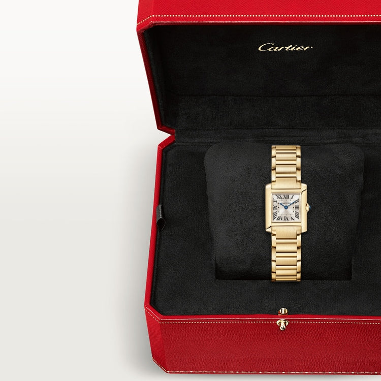 TANK FRANÇAISE WATCH Small model, quartz movement, yellow gold