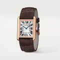 TANK LOUIS CARTIER WATCH Large model, hand-wound mechanical movement, rose gold, leather