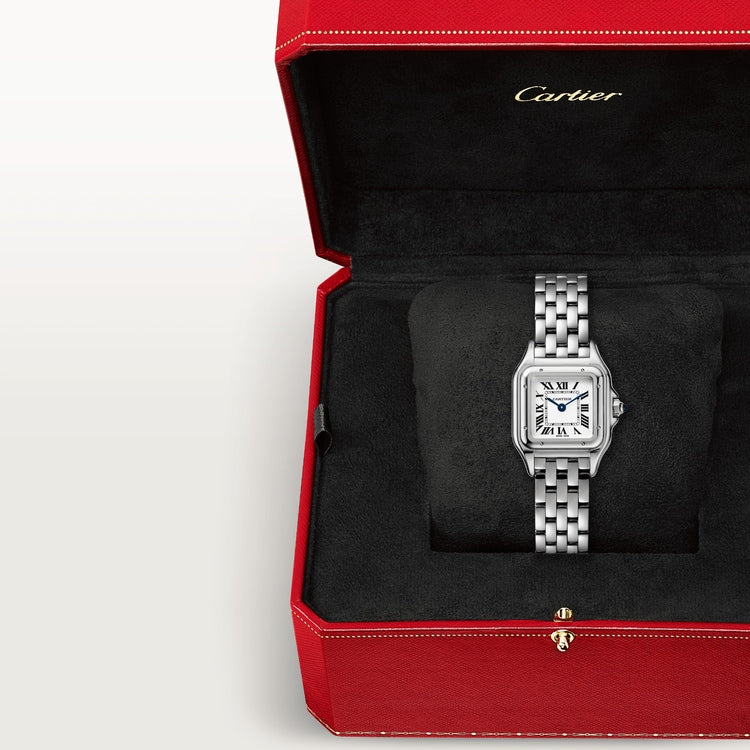 PANTHÈRE DE CARTIER WATCH, SMALL MODEL Small model, quartz movement, steel