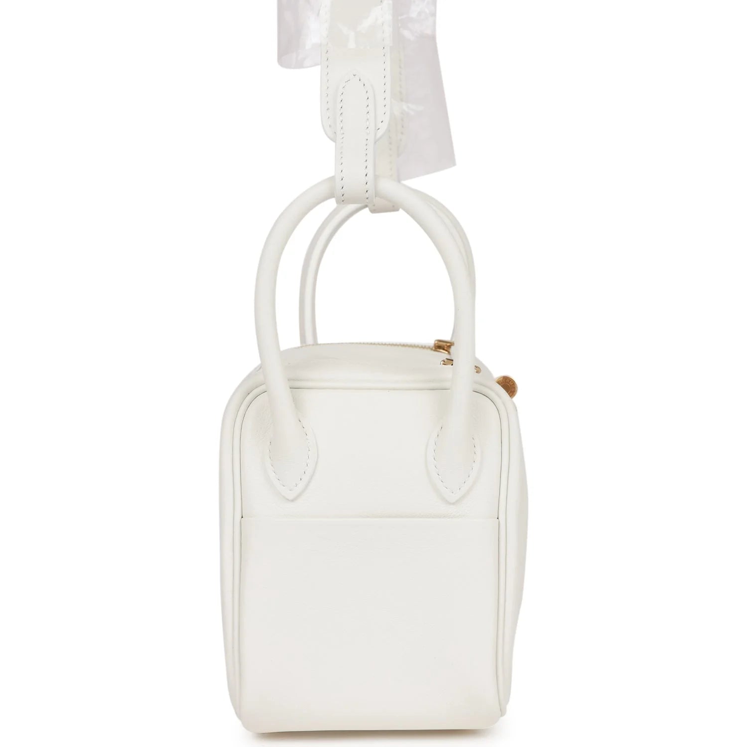 Hermès Mini Lindy White Swift Gold Hardware