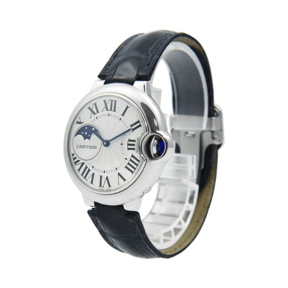 Cartier Ballon Bleu Moonphase Blue Dial Luxury Stainless Steel Watch