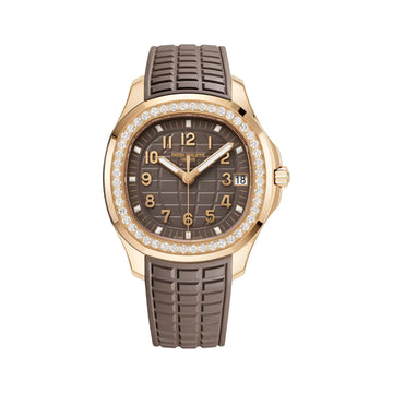 Patek Philippe Aquanaut Gold Watch with Elegant Taupe Brown Dial