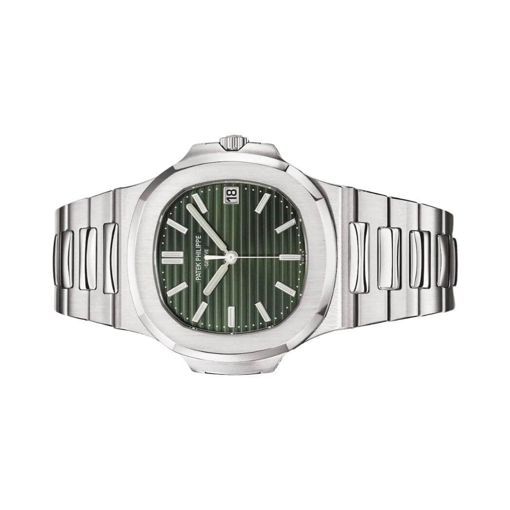 Patek Philippe Inspired Nautilus Sport Watch Sunburst Olive Green Dial