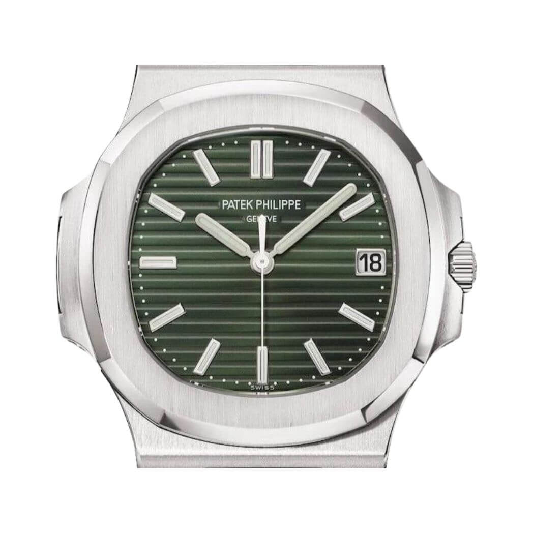 Patek Philippe Inspired Nautilus Sport Watch Sunburst Olive Green Dial