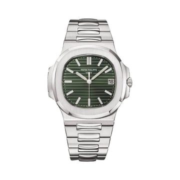 Patek Philippe Inspired Nautilus Sport Watch Sunburst Olive Green Dial