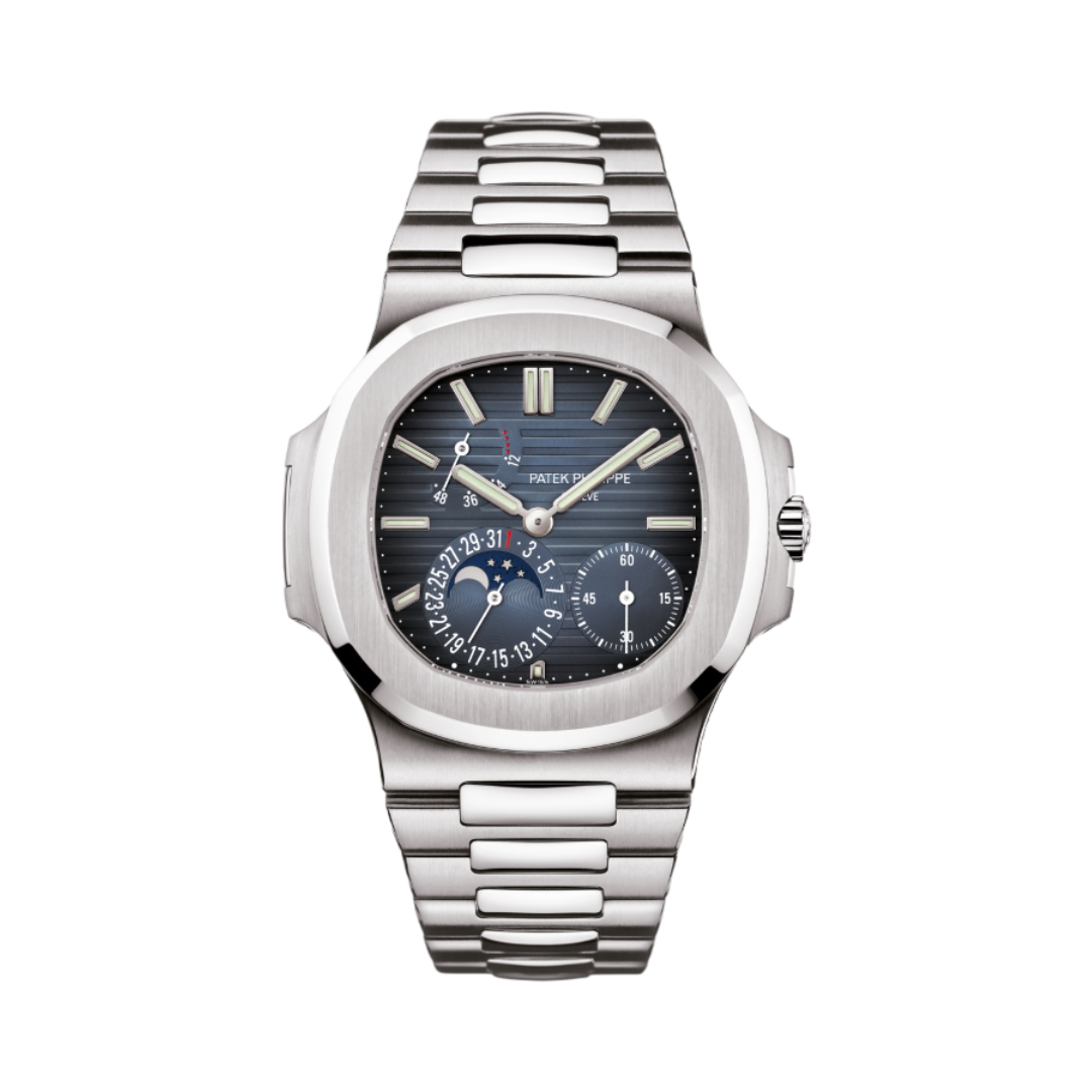 Patek Philippe Nautilus Moon Phase Blue Dial Stainless Steel Watch