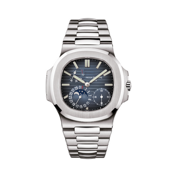 Patek Philippe Nautilus Moon Phase Blue Dial Stainless Steel Watch