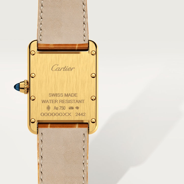 TANK LOUIS CARTIER WATCH Small model, quartz movement, yellow gold, leather