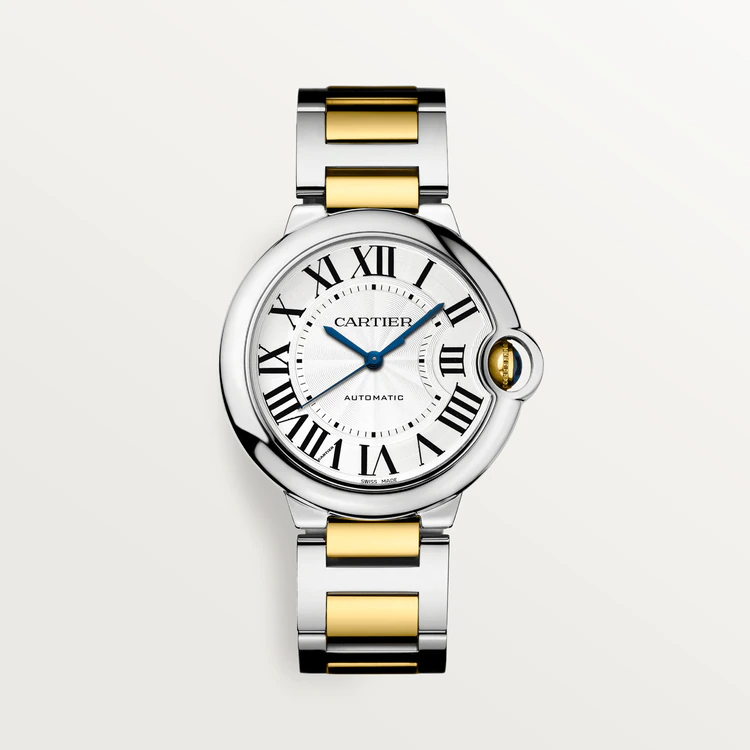 36 mm, movimiento mecánico de carga automática, oro amarillo, acero
