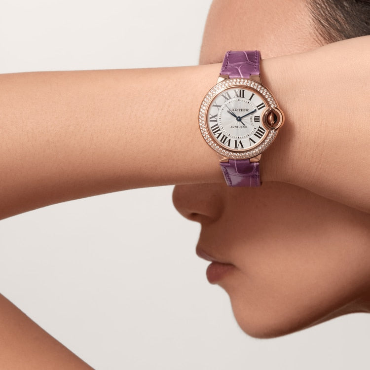 33 mm, movimiento automático, oro rosa, diamantes, piel