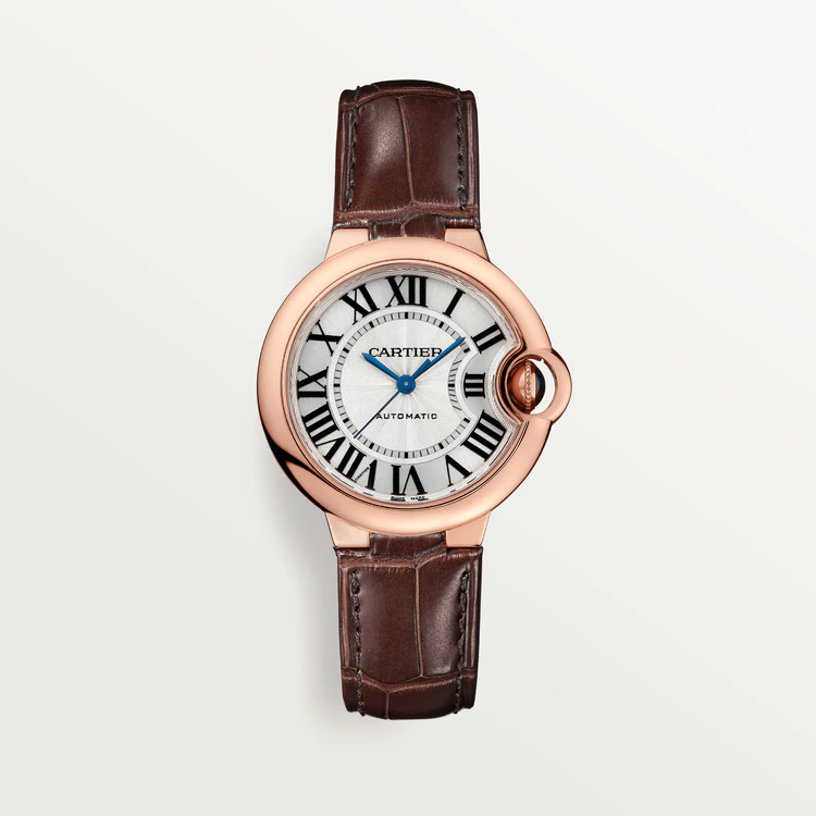 33 mm, movimiento de cuarzo, oro rosa, cuero