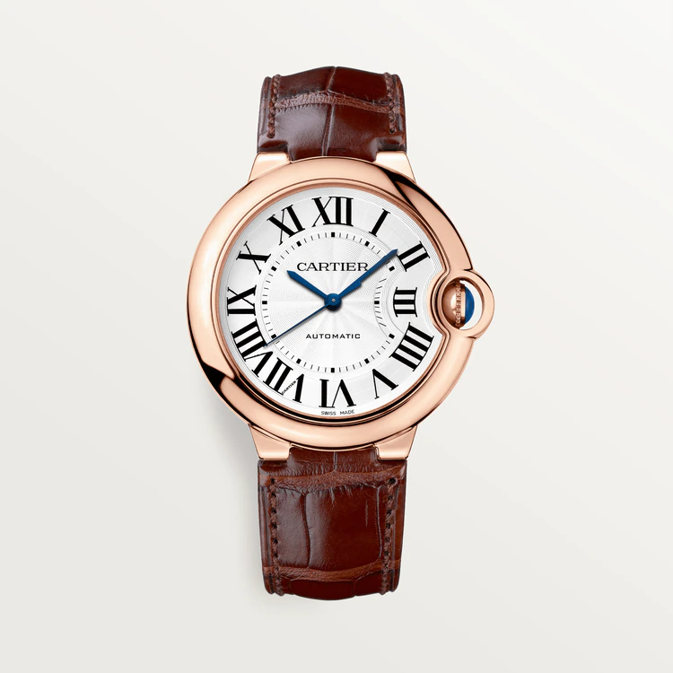 36 mm, movimiento de cuarzo, oro rosa, cuero