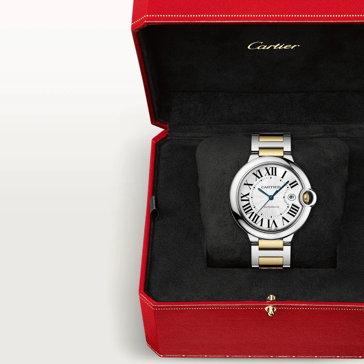 42 mm, movimiento mecánico de carga automática, oro amarillo, acero