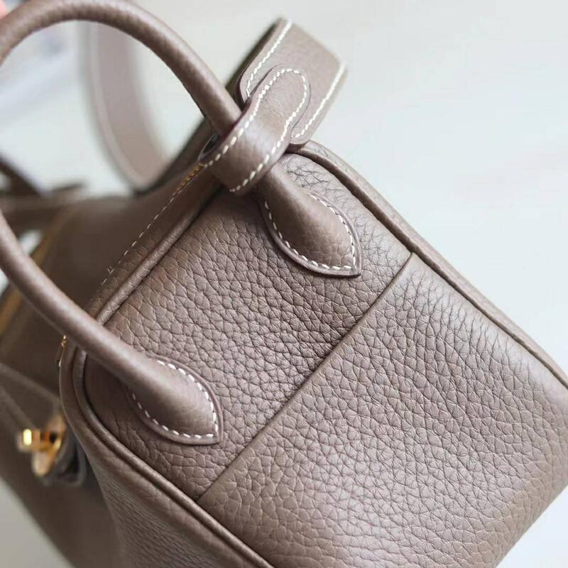 Hermes mini lindy TC 20 elephant gray gold buckle