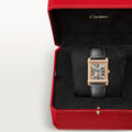 TANK CHINOISE WATCH Large model, hand-wound mechanical movement, rose gold, leather
