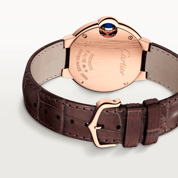 33 mm, movimiento de cuarzo, oro rosa, cuero