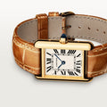 TANK LOUIS CARTIER WATCH Small model, quartz movement, yellow gold, leather